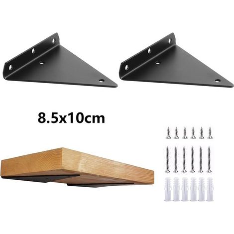 Supports d'étagère flottants lourds - 8,5 x 10 x 2,3 cm - supports d'étagère en métal - noir - 2 pièces Supports d'étagère (1/5)