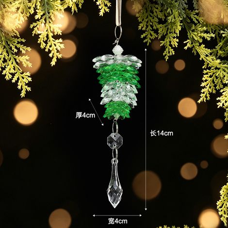 Pendentif pomme de pin acrylique de Noël, décoration de fête, ornement de sapin de Noël en cristal