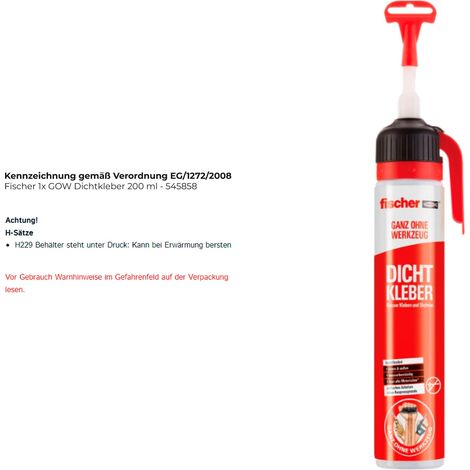 FISCHER 545858 DENSITA' 1 X COLLA E SIGILLO 200 ML INTERNO ED ESTERNO IMPERMEABILE SENZA ATTREZZI -545858 BIANCO (1/3)