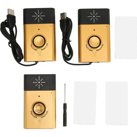 Sonnette Sans Fil Intelligente avec Appels Bidirectionnels, 2 Récepteurs Extérieurs et 1 Émetteur Intérieur, Dorée pour Maison (1/5)