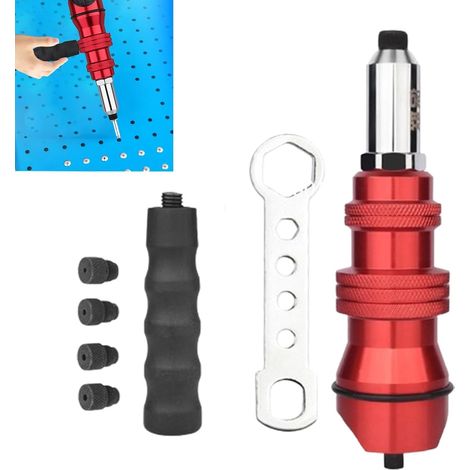 Insert Nut Riveting Drill Tool Nonslip Ergonomic Rivet Gadget Electric Drill Rivet Tool Rivet Installation Tool Building Maintenance Rivet Kit Ergonomic Rivet Tool for Comfort Grip (1/5)
