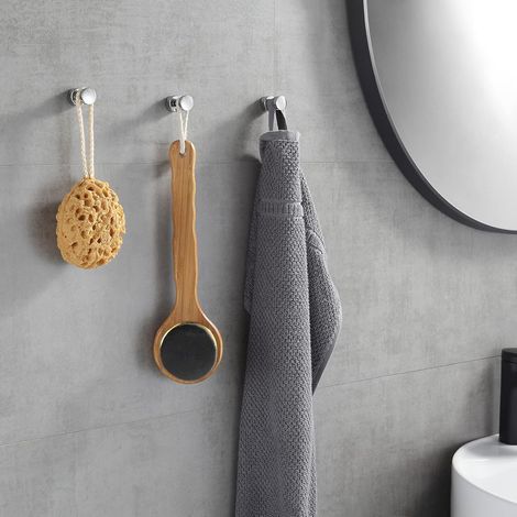 crochet laiton, crochet pour serviette pour salle de bain, armoire&placard, porte, mural, 5 paquets, cuisine (chromé) (1/4)