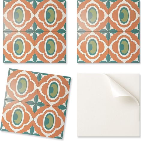 Azulejos autoadhesivos con gr谩ficos para comedor, mosaico de PVC con dise帽o de plantas, 9x30x30 cm.