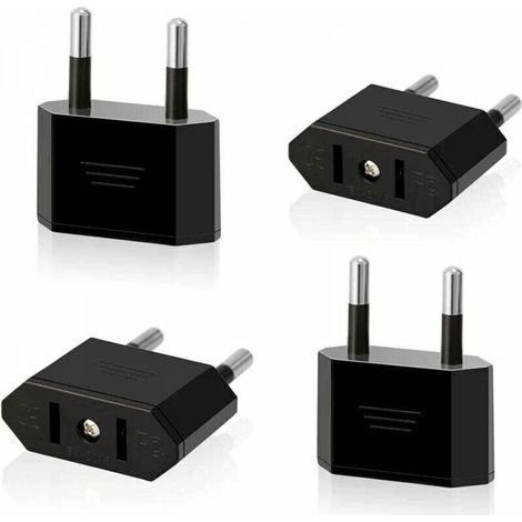 Lot de 4 prises de voyage US vers UE, adaptateur convertisseur US vers 2 broches pour appareils alimentés aux États-Unis (noir) (1/4)