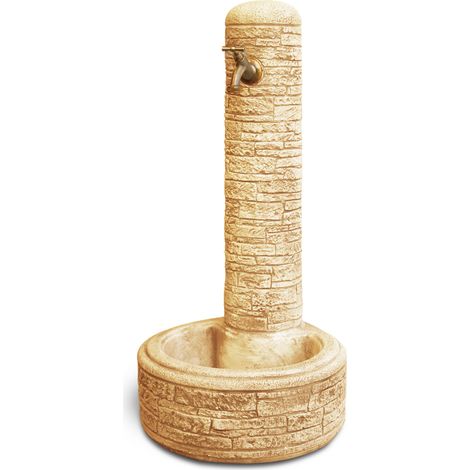 Fontana da Giardino Senza Rubinetto in Cemento Granulato di Marmo Brumano Nocciola
