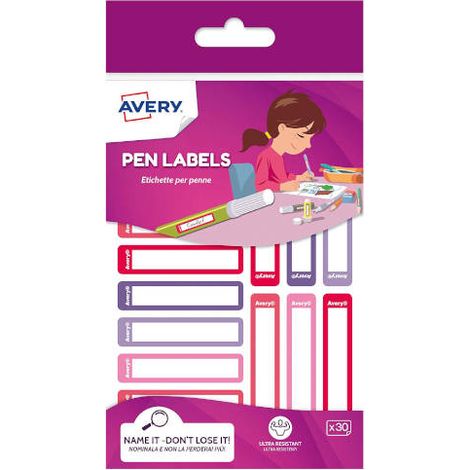 Avery RESMI30F-UK étiquette auto-collante Rectangle aux angles arrondis Permanent Rose, Violet 30 pièce(s) (1/2)
