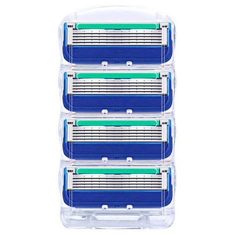 rasoir electriques hommes-Rasoir manuel 5 lames bleu – Pour rasage quotidien doux et efficace (4 lames incluses)