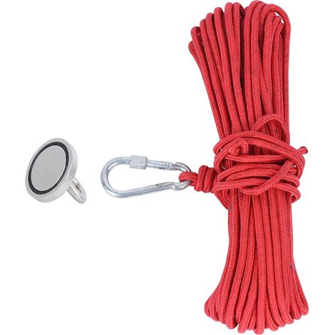 Aimant de pêche N35 179LBS avec corde rouge 20 mètres - Accessoire d’outil électroportatif, crochet magnétique puissant (1/5)