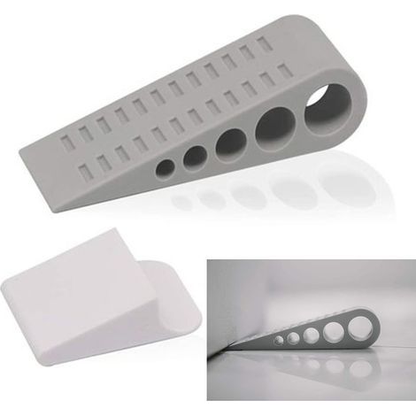 Fermaporta grigi (set da 2), cunei in gomma per porte, adatti a tutti i tipi di superfici antiscivolo. (1/4)