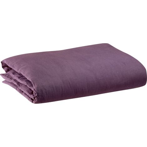 Housse de couette en lin lavé stonewashed Grape 240 x 220 cm - Finition bouteille - PANGIVO (1/3)