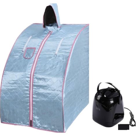 Kit de sauna portatif Tente portative de pièce de Sauna de vapeur avec le Pot de vapeur du chapeau 2.0L, support en métal fort d'acier inoxydable de SPA de bain amincissant Tente de sauna personnelle (1/5)