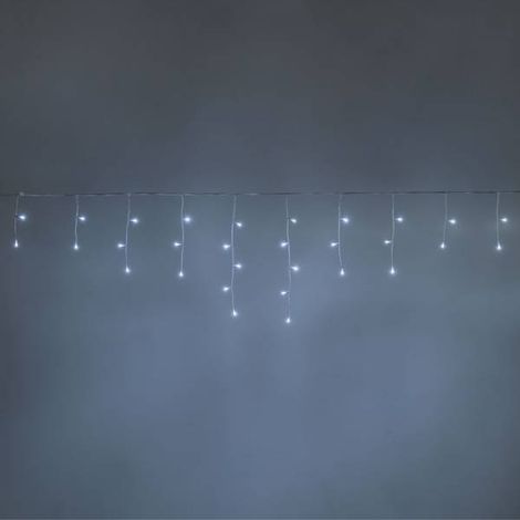 Guirlande stalactite lumineuse 4M H50cm 60 LED blanc froid animée câble blanc extensible 31V IP44 SMART Connect Lotti (1/5)