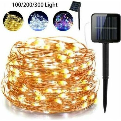 30 m lange Solar-Lichterkette mit 100–300 LEDs, 8 Leuchtmodi, wasserdichter Kupferdraht, für Garten, Balkon, Hof, Zuhause, Weihnachten, Hochzeiten und Partys – farbenfroh (1/5)