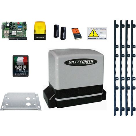 Kit Completo Automazione Cancello Scorrevole 24v 600kg + 4m Cremagliera In Nylon