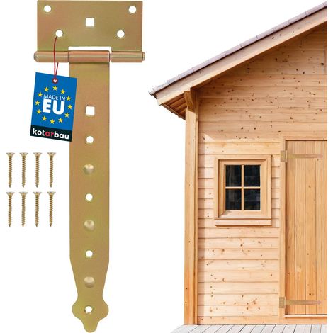 KOTARBAU® Charnière Porte Lourde - en T - Acier Galvanisé - 250 mm - Doré - Gond Portail - Charnière Portail - Penture pour Porte Bois