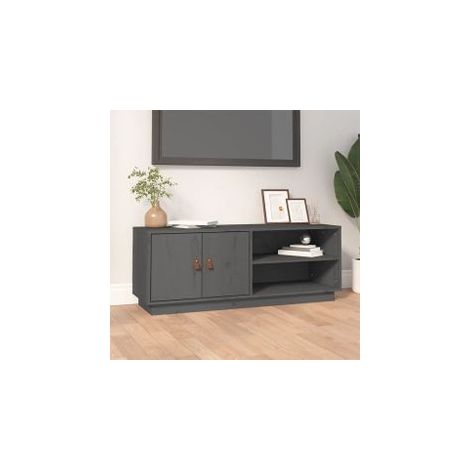 Meuble TV Gris 105x34x40 Bois de pin massif (1/5)