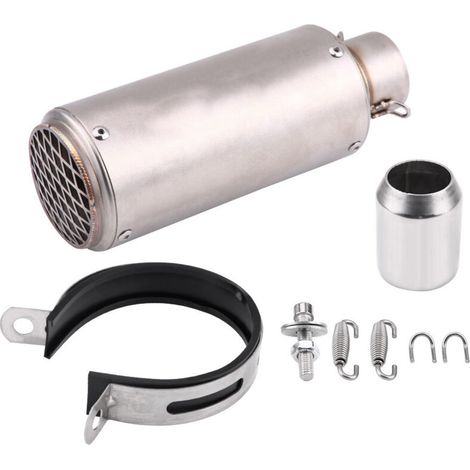 Jeffergarden Pot d'échappement, silencieux argenté, universel, durable, installation facile pour la plupart des motos de 51 mm de diamètre. (1/5)