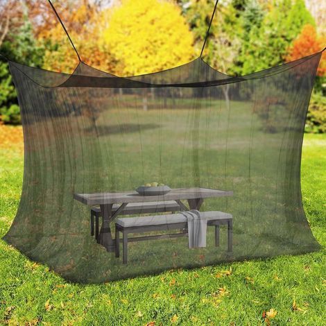 Moustiquaire XXL intérieure et extérieure, 300 x 300 x 250 cm, 220 mailles, pour tente, caravane et camping (noire) (1/5)