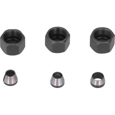 6 Pièces Adaptateur de Pince de Routeur Mandrins en Acier au Carbone Adaptateur de Serrage 6mm 6.35mm 8mm Kit de Jeu avec écrou pour Machine de Gravure de Tondeuse (1/5)