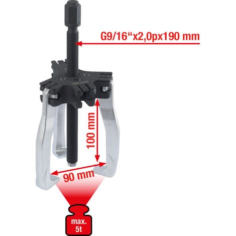 KS Tools Extracteur universel 2+3 bras 90mm, taille 2, 5t (1/5)
