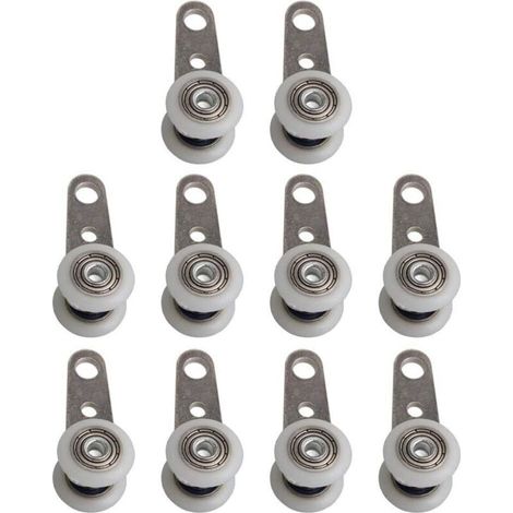 Ruote piroettanti, confezione da 10, 45 x 19 mm, con due ruote in plastica, per armadi, finestre e porte scorrevoli. (1/4)