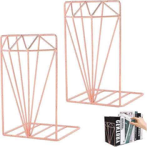 Lot de 2 serre-livres en métal à pression, serre-livres décoratifs pour enfants, séparateurs de livres pour bureaux, écoles et librairies (Ros) (1/5)