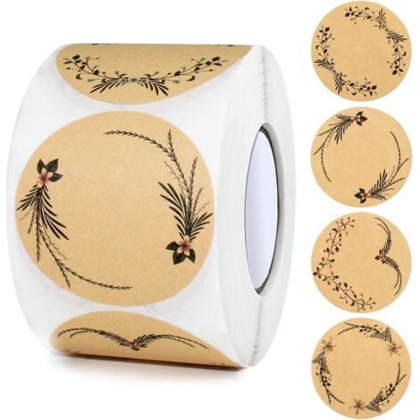 500 Pcs (brun)Étiquettes Autocollantes Kraft Rondes Étiquettes à Confiture de 5 cm Étiquettes Adhésives Autocollant Papier Kraft Pour Les Cadeaux Enveloppe Baking Épices Étiquette Bocaux (1/5)