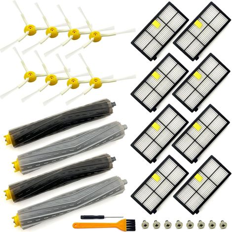 Kit de repuestos para aspiradoras robot iRobot Roomba serie 8/9, 20 piezas (2 juegos de cepillos principales + 8 cepillos laterales + 8 filtros + 1 cepillo de limpieza + 1 (1/5)