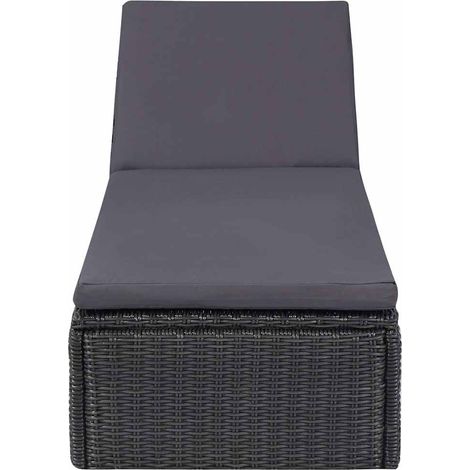 Maison Exclusive - Tumbona de ratán sintético negra y gris oscuro (1/5)