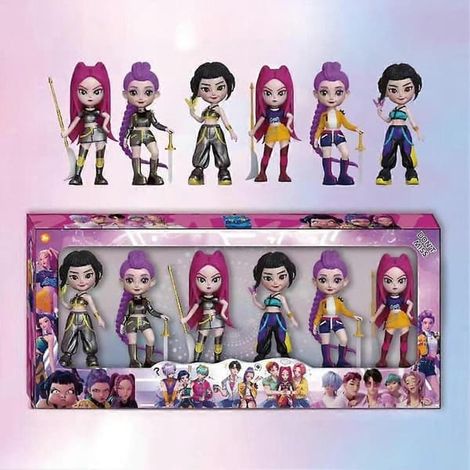 LYERCW - Lot de 6 figurines K-POP Chasseurs de Démons - Figurines de collection d'idoles coréennes super mignonnes, parfaites pour les accessoires de maison de poupée