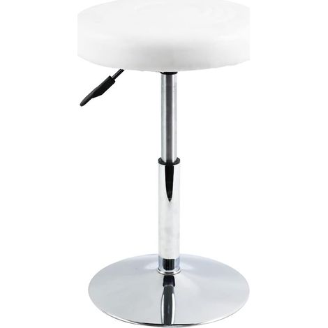 Tabouret PU Chaise de Bar Chaise de Bureau Chaise pivotante Chaise de Travail roulante Hauteur réglable adaptée au Bureau café Salon Bar Salon (Blanc) (1/5)