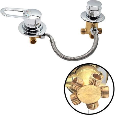 5-way diverter valve in solid brass – Hot/cold water mixer for bath, shower and steam room (1/5)