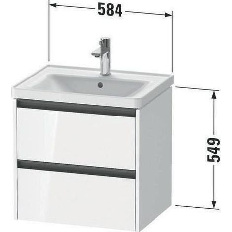 Duravit Ketho.2 Waschtischunterbau wandhängend, 2 Schubkästen, (1/4)