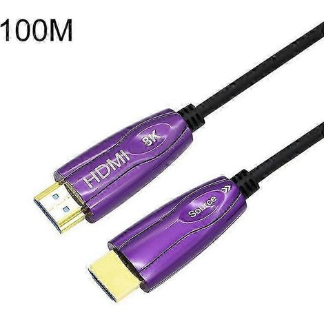 Câble optique actif HDMI 2.1 8K 60 Hz HD pour écran d'ordinateur, longueur : 100 m, 60 Hz, 2025 kHz (1/4)