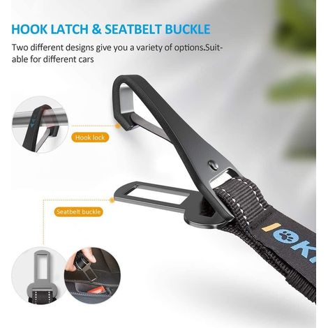 Ceinture de sécurité pour chien réglable avec amortisseur et double attache universelle pour voiture