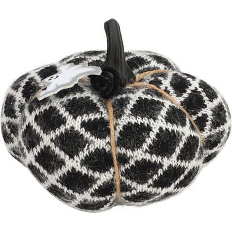 Dekorativer Kürbis aus weichem und elegantem Polyestergewebe, Wollkürbis für Thanksgiving- und Halloween-Partys, Schwarz (1/5)