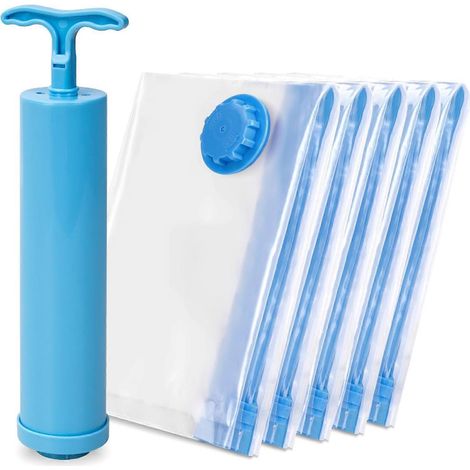 Sacs de rangement sous vide 70 x 50 cm - Sacs de rangement réutilisables pour vêtements avec double fermeture éclair et pompe - Lot de 4-AquaForge