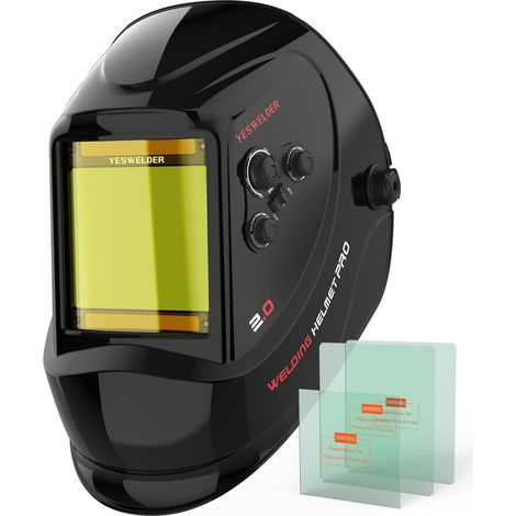 Masque Soudure Vraie Couleur Grande vue 10X9cm Casque Soudure Automatique Solar Power/Pile remplaçable, 4 Capteur Grandes ombres 4/5-9/9-13 pour TIG MIG ARC CUT GRIND Cagoule Soudure (1/5)