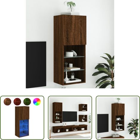 LED-Leuchten - TV-Schrank mit LED-Leuchten Braun Eichen-Optik 40,5x30x102 cm (1/5)