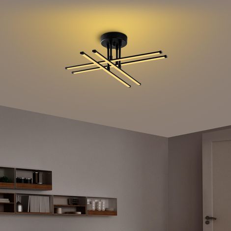 Lustre noir, corps en métal, 61 x 22 x 61 cm LED SMD 28 W 3000 K Éclairage pour décoration d'intérieur et ambiance moderne (1/5)
