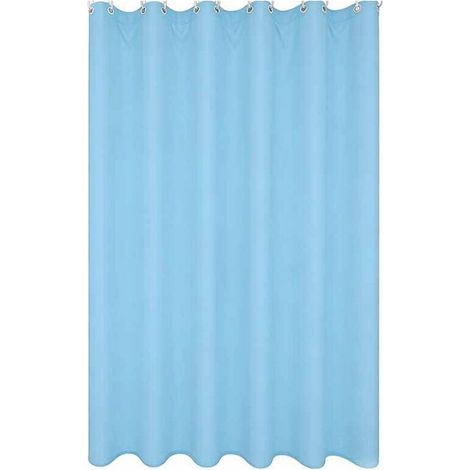 Rideau de douche bleu. rideau de douche en tissu lavable en machine avec œillets métalliques. 180 cm de large x 200 cm de haut. matériau PEVA. imperméable grâce à ses œillets à billes.