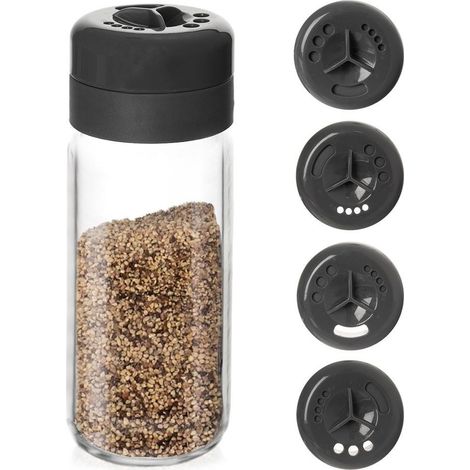 Boîte à épices de cuisine avec passoire, boîte à épices en verre avec passoire (1/5)