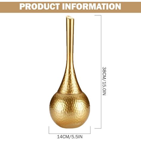 Scopa per WC dorata, 38 cm, in plastica, con supporto e comoda impugnatura antiscivolo per il bagno, manico lungo. (1/4)