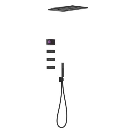 Kit de douche thermostatique électronique et encastré SHOWER TECHNOLOGY 4 voies Noir Mat - TRES 09288408NM (1/2)