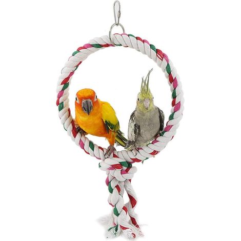 Balançoires en coton pour perruches : un véritable paradis pour votre animal Profitez d’heures de divertissement avec nos accessoires confortables pour cage à oiseaux, en corde de coton. (1/5)