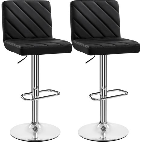 Yaheetech Set 2 Sgabelli Bar Alti Cucina Moderni Design Altezza Regolabile in Similpelle con Schienale Poggiapiedi Girevole 360° da Penisola Neri (1/5)