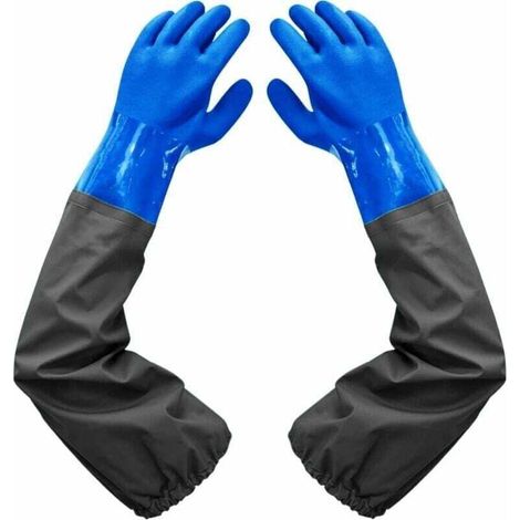 Dépolie Résistant à l'eau Gants-Gants de Nettoyage D'étang, XU, 26 inch Doublure Floquante Poignets Élastiques, Destiné à Industrie chimique Agriculture Pêche Construction - KZQ (1/4)