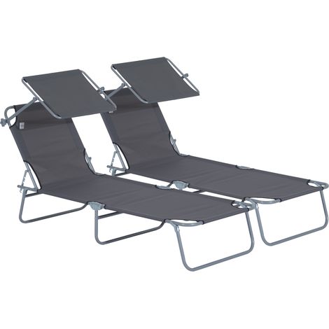 chaise longue - Outsunny - Métal - 187x58x36cm - Gris (1/5)