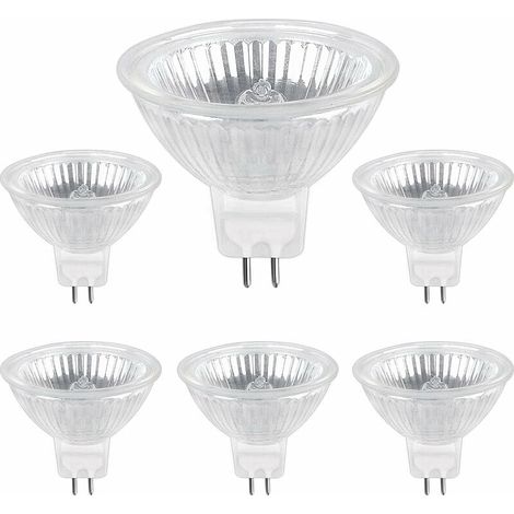 Bombilla halógena GU5.3 de 35 W y 12 V, 400 lm, luz blanca cálida, 2700 K, regulable, foco halógeno MR16, paquete de 6 (1/5)