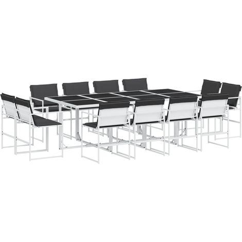 Maison Exclusive - Set da Pranzo da Giardino 13 pz con Cuscini Bianco in Textilene